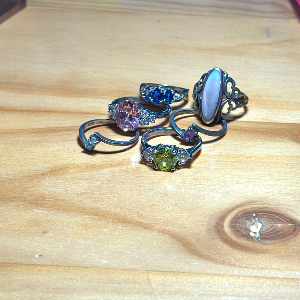 6 silver rings 925. Bundle